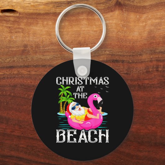 Funny Flamingo Float Santa Claus Christmas At The Schlüsselanhänger (Vorderseite)