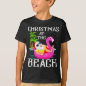 Funny Flamingo Float Santa Claus Christmas At The T-Shirt (Vorderseite)