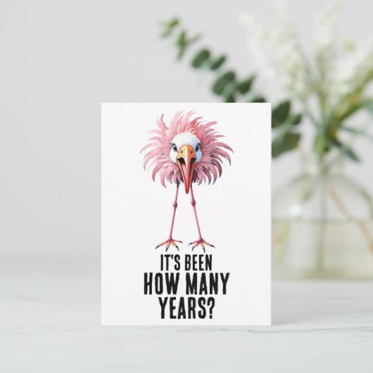 Funny Flamingo Flocking schockiert Postkarte (Stehend Vorderseite)