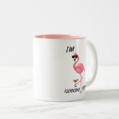 Funny Flamingo Flocking Verleihtes Geschenk Kaffee Zweifarbige Tasse (VorderseiteRechts)