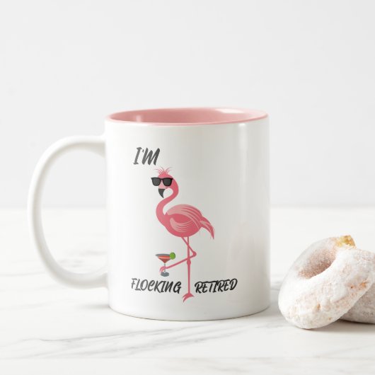 Funny Flamingo Flocking Verleihtes Geschenk Kaffee Zweifarbige Tasse (Mit Donut)