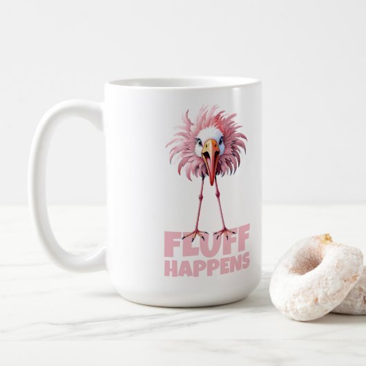 Funny Flamingo Fluff Happens Kaffeetasse (Mit Donut)