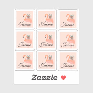 Funny Flamingo Holding Pflanze Frame Sticker