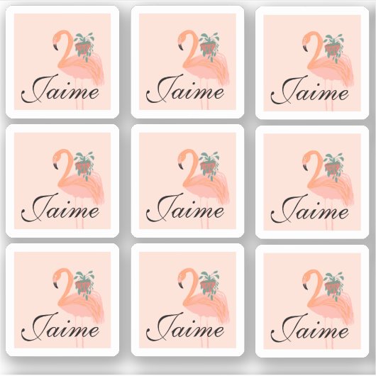 Funny Flamingo Holding Pflanze Frame Sticker (Vorderseite)