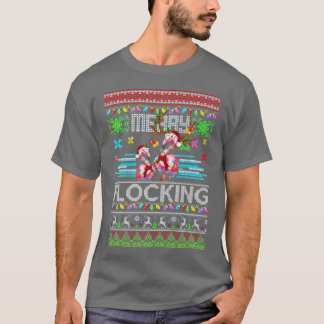 Funny Flamingo Lights Ugly Sweater Christmas Anima T-Shirt