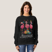 Funny Flamingo Lights Weihnachtsmannmütze Sweater  Sweatshirt (Vorne ganz)
