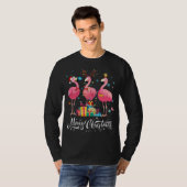 Funny Flamingo Lights Weihnachtsmannmütze Sweater T-Shirt (Vorne ganz)