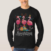 Funny Flamingo Lights Weihnachtsmannmütze Sweater  T-Shirt (Vorderseite)