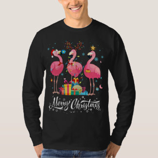 Funny Flamingo Lights Weihnachtsmannmütze Sweater  T-Shirt