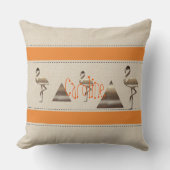 Funny Flamingo Linen Orange Streifen hinzufügen Te Kissen (Vorderseite)