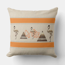 Funny Flamingo Linen Orange Streifen hinzufügen Te Kissen