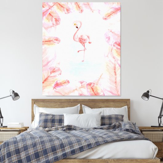 Funny Flamingo Lovers | Flamingo Feather Print Art Leinwanddruck (Insitu (Schlafzimmer))