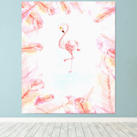 Funny Flamingo Lovers | Flamingo Feather Print Art Leinwanddruck (Insitu (Holzboden))