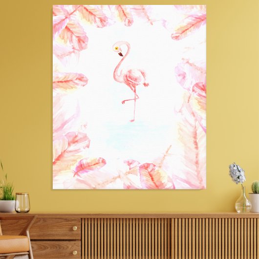 Funny Flamingo Lovers | Flamingo Feather Print Art Leinwanddruck (Insitu (Wohnzimmer))
