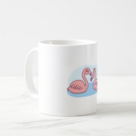 Funny Flamingo Loves Pink Flamingo Pool Float Kaffeetasse (Vorderseite Links)