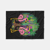 Funny Flamingo Mardi Gras Carnival Beads Tree Jest Fleecedecke (Vorderseite (Horizontal))