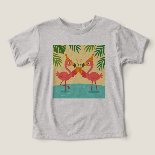 Funny Flamingo Party T - Shirt für Kinder (Design Vorderseite)