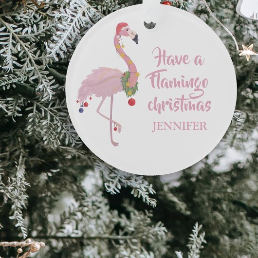 Funny Flamingo Personalisierter Weihnachtsbaum Ornament