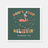 Funny Flamingo | Personalisierter Weihnachtsfeiert Serviette (Vorderseite)