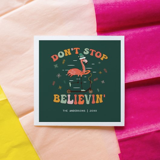 Funny Flamingo | Personalisierter Weihnachtsfeiert Serviette