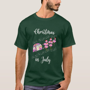 Funny Flamingo Pink Retro Camping Weihnachten T-Shirt