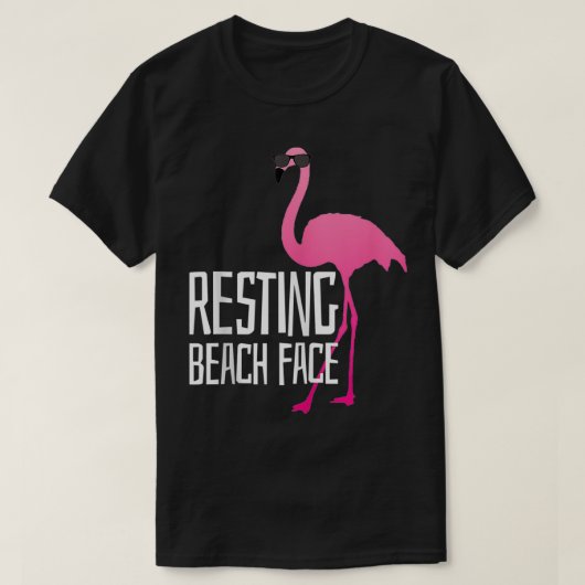 Funny Flamingo Resting Beach Face T-Shirt (Design vorne)
