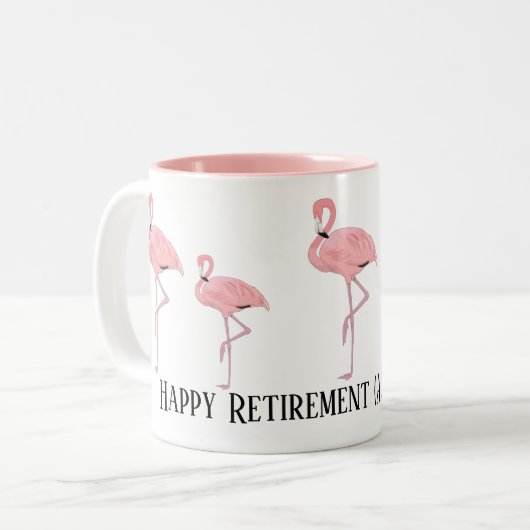 Funny Flamingo Retirement Coworker Geschenk Custom Zweifarbige Tasse (Vorderseite Links)