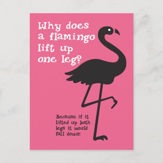 Funny Flamingo Riddle Postkarte (Vorderseite)