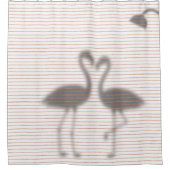 Funny Flamingo Shadow Pink Stripe Duschvorhang (Vorderseite)