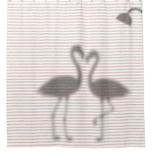 Funny Flamingo Shadow Pink Stripe Duschvorhang (Vorderseite)