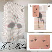 Funny Flamingo Shadow Pink Stripe Duschvorhang
