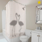 Funny Flamingo Shadow Pink Stripe Duschvorhang