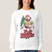 Funny Flamingo Strick Happens Ugly Christmas Sweat Sweatshirt (Vorderseite)