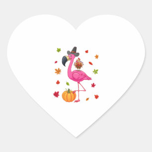 Funny Flamingo Turkey Erntedank Pumpkin Herz-Aufkleber