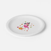 Funny Flamingo Turkey Erntedank Pumpkin Pappteller (Schrägansicht)