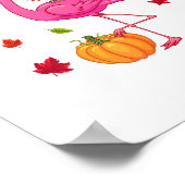 Funny Flamingo Turkey Erntedank Pumpkin Poster (Ecke)