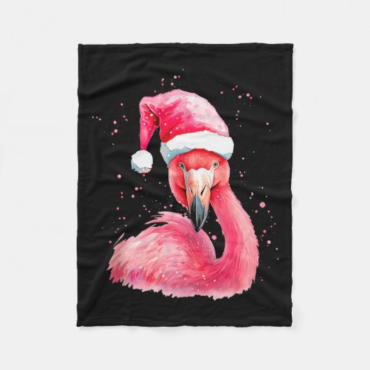 Funny Flamingo Watercolor Christmas Secret Santa H Fleecedecke (Vorderseite)
