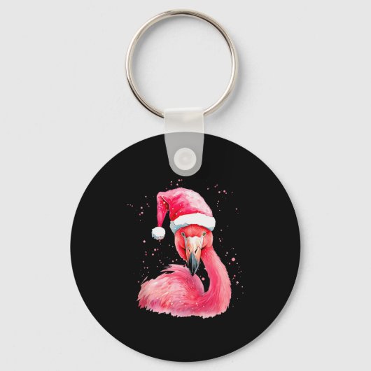 Funny Flamingo Watercolor Christmas Secret Santa H Schlüsselanhänger (Vorderseite)