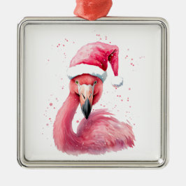 Funny flamingo Weihnachtsmannmütze Frohe tropische Ornament Aus Metall