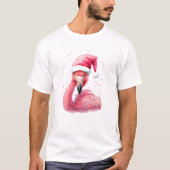Funny flamingo Weihnachtsmannmütze Frohe tropische T-Shirt (Vorderseite)