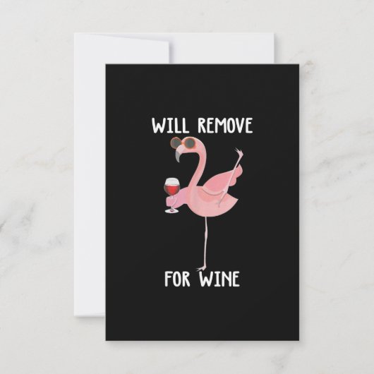 Funny Flamingo wird für Wein entfernen Dankeskarte (Vorderseite)