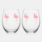 Funny Flamingos Flock Yeah Weinzeit Weinglas Ohne Stiel (Links)