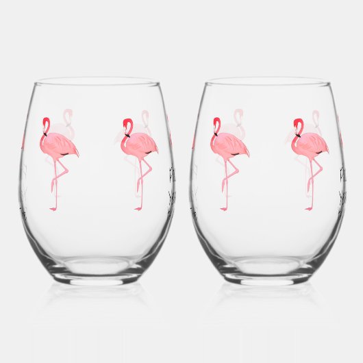 Funny Flamingos Flock Yeah Weinzeit Weinglas Ohne Stiel (Links)