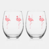 Funny Flamingos Flock Yeah Weinzeit Weinglas Ohne Stiel (Rechts)