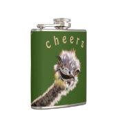 Funny Flask Cheert Playful Happy Ostrich - Lächeln Flachmann (Rechts)