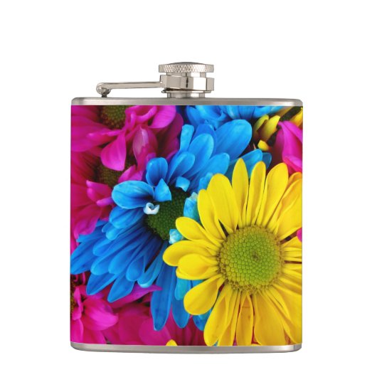 Funny Flask Flask farbenfrohe Blume pink Flachmann (Vorderseite)