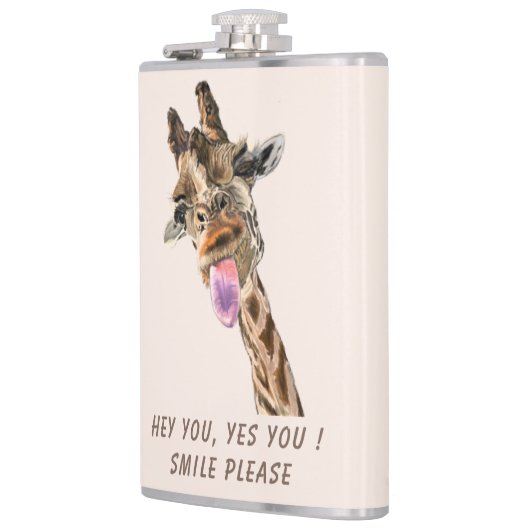 Funny Flask mit spielerischer Giraffe Smile Custom Flachmann (Links)