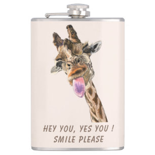 Funny Flask mit spielerischer Giraffe Smile Custom Flachmann