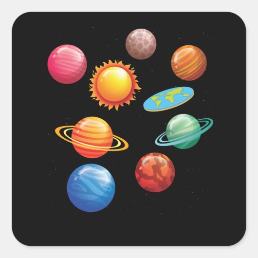 Funny Flat Earth gibt Männern Frauen Flat Earth Quadratischer Aufkleber (Vorderseite)
