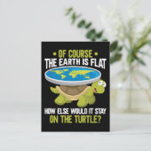 Funny Flat Earth Society Turtle Spaß Postkarte (Stehend Vorderseite)